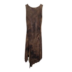 RUE21 x‎ VINTAGE Y2K handkerchief lettuce hem high neck tank dress in brown S